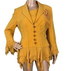 Vintage DVC Exclusive FairyCore Mustard Blazer Set Bold Whimsical Unique Size 4